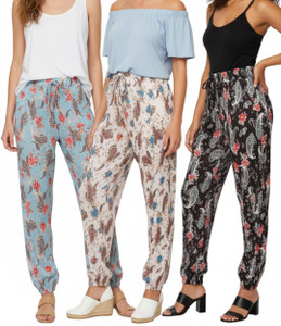Paisley Print Tapered Joggers Pleated Palazzo Pants Summer Floral Pants