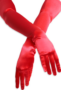 Satin Opera Gloves Red