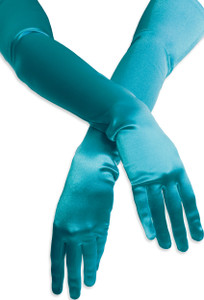 Satin Opera Gloves Turquoise Satin Opera Gloves Turquoise