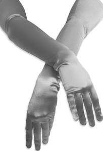 Satin Opera Gloves Silver
