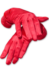 Satin Wrist Length Gloves Red Satin Wrist Length Gloves Red