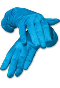 Satin Wrist Length Gloves Turquoise