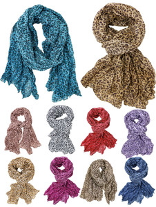 Classic Leopard Cheetah Print Scarf Full Body Look Crinkle Scarf