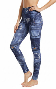 Patch Navy Cotton Blend Basic Causal Fun Printed Leggings