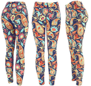 REG/Plus Super Soft Cotton Blend Basic Workout Printed Pattern Leggings Flower Paisley REG/Plus Super Soft Cotton Blend Basic Workout Printed Pattern Leggings Flower Paisley