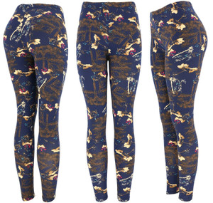 REG/Plus Super Soft Cotton Blend Basic Workout Printed Pattern Leggings Three Spirit