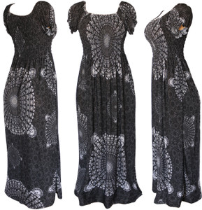 Summer lightweight long dress. Smocked bust and puffed short sleeves. Round neck line bohemian summer dress Summer lightweight long dress. Smocked bust and puffed short sleeves. Round neck line bohemian summer dress