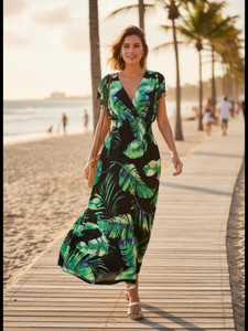 Deep v neck line with smocked under bust