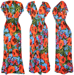 Lightweight Summer Dress. Beautiful Poppy Flower themed dress that is perfect for your summer evening event . Butterfly flowy sleeves are supper flattering. Deep v neck line with smocked under bust Lightweight Summer Dress. Beautiful Poppy Flower themed dress that is perfect for your summer evening event . Butterfly flowy sleeves are supper flattering. Deep v neck line with smocked under bust