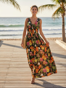 Boho smocked summer sundress long dress!