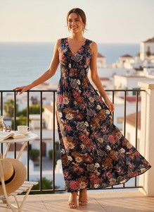 Floral smocked summer sundress long dress!