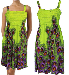 Peacock Green Beach Cover Up Sleeveless Smocked Dress. Beautiful Summer dress that is lightweight and airy.