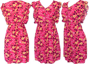 Dolman Fuchsia Floral Summer Batwing Sleeves Causal Dress