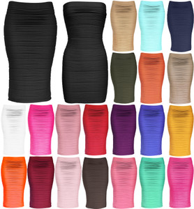 Strapless Tube Dress and Pencil Midi Bodycon Skirt in One