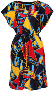 African Cotton Summer Vintage, African, Flower Tunic Dress