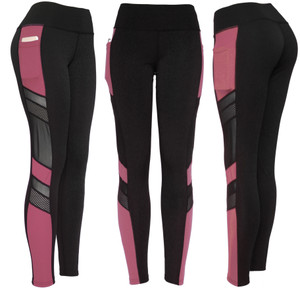 Active wear leggings with side pockets. Mesh inserts on the side. Stretchy leggings for active ladies. Active wear leggings with side pockets. Mesh inserts on the side. Stretchy leggings for active ladies.