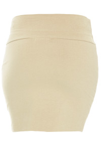 Cotton Blend Basic Beige Mini Skirt with Wide Waist Band Cotton Blend Basic Beige Mini Skirt with Wide Waist Band
