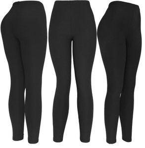 Ultra Soft Black Leggings Solid Brushed Basic Full Leggings