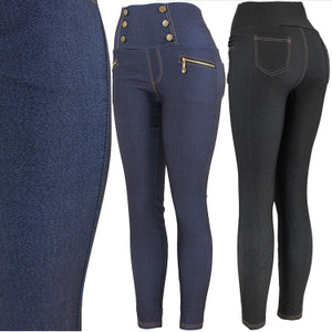 High Waist Cotton Blend Jeggings Stretchy Skinny Pants Jeans Leggings