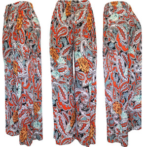 Orange Paisley Print Palazzo Pants. High Waisted Women's Pleated Slinky Stretchy Palazzo Pants. Great casual pants that with right accessories will transform in evening pant. Trendy loose fit and super elegant and chic colors are unique and will bring your summer look to another level . Lightweight and flowing fabric is ideal for those hot summer days. Wide legs combined with pleating from the waist down makes it move like a skirt creating a flattering volume. Modern paisley design in fashionable color. Can be easily dressed up or down. Orange Paisley Print Palazzo Pants. High Waisted Women's Pleated Slinky Stretchy Palazzo Pants. Great casual pants that with right accessories will transform in evening pant. Trendy loose fit and super elegant and chic colors are unique and will bring your summer look to another level . Lightweight and flowing fabric is ideal for those hot summer days. Wide legs combined with pleating from the waist down makes it move like a skirt creating a flattering volume. Modern paisley design in fashionable color. Can be easily dressed up or down.