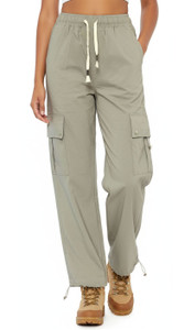 Khaki Cargo Pants for Women. Hiking pants for ladies who loves comfort and practicality. Stretchy loose pants are quick drying summer pants.