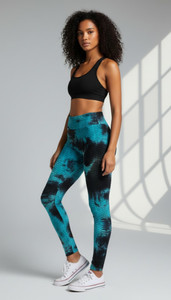 Blue Tie dye Workout Booty Butt Lift High Waist Textured Scrunch Butt Bubble Leggings