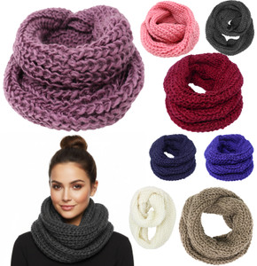 Thick knitted solid infinity loop scarves are great for winter season . Those scarves are large and have a lot of volume yet are super soft and comfortable. Fashionable and trendy infinity scarf. Great gift idea. This infinity scarf will keep you warm during the chilly winter season. The scarf is knit in a thick pattern for extra warmth. Wear this scarf double looped or long; it is the perfect winter accessory. Thick chunky warm knit loop circle-scarf for women, men. Unisex accessories that looks great on both men and women. Our trendy accessories can go with any outfit and the style can fit many sizes.