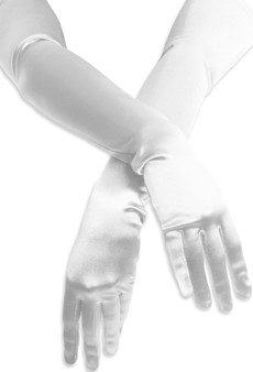 Satin Opera Gloves White