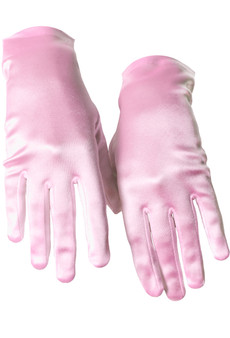 Satin Wrist Length Gloves Light Pink