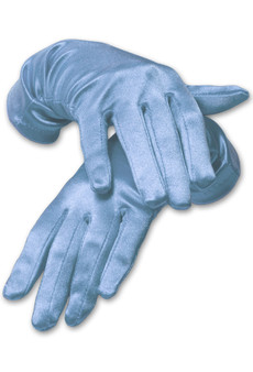 Satin Wrist Length Gloves Light Blue