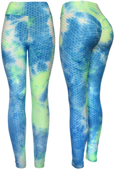 Active wear leggings features textured fabric and butt lifting design. Tie Dye color all over. Stretchy leggings for active ladies.