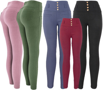 Classic look office pant in many different colors. Classic skinny pants with touch of nautical character. Decorative buttons with nautical theme .  Jeggings pants for ladies who wants to feel comfortable.