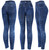 Women's Blue Acid Wash Denim Print Fake Faux Jeans Leggings Pants