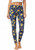 Navy Yellow Lily Flowers Cotton Blend Basic Causal Fun Printed Leggings