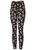 Black Garden Flowers Cotton Blend Basic Causal Fun Printed Leggings