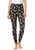 Black Garden Flowers Cotton Blend Basic Causal Fun Printed Leggings