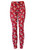 Red Flowers Cotton Blend Basic Causal Fun Printed Leggings