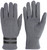 Denim Look Winter Gloves with Leather Strap and Buttons Detail Grey