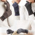 Denim Look Winter Gloves with Leather Strap and Buttons Detail Grey