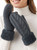 Winter Fleece Charcoal Lined Warm Cuffed Mittens Gloves Cozy Braid Knit Mittens