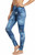 Patch Blue Denim Look Cotton Blend Basic Causal Fun Printed Leggings