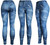 Ripped Blue Cotton Blend Basic Causal Fun Printed Leggings