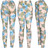 Cream Flower Cotton Blend Basic Causal Fun Printed Leggings