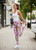 Purple Peony Cotton Blend Basic Causal Fun Printed Leggings