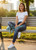 Blue Butterfly with Sparkles High Waist Women's Denim Print Fake Faux Jeans Leggings Pants