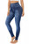Women's Zipper Blue Denim Print Fake Faux Jeans Leggings Pants