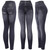 Women's Zipper Black Denim Print Fake Faux Jeans Leggings Pants