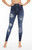 Women's Big Rip Denim Print Fake Faux Jeans Leggings Pants