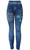 Rhinestone Mix Flowers with Sparkles Women's Denim Print Fake Faux Jeans Leggings Pants
