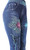 Rhinestone Mix Flowers with Sparkles Women's Denim Print Fake Faux Jeans Leggings Pants